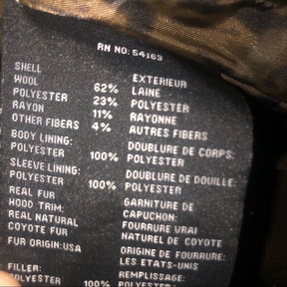 Marc New York Army Green Wool Jacket w/ Fur Hood - Sz 2 - Picture 14 of 14